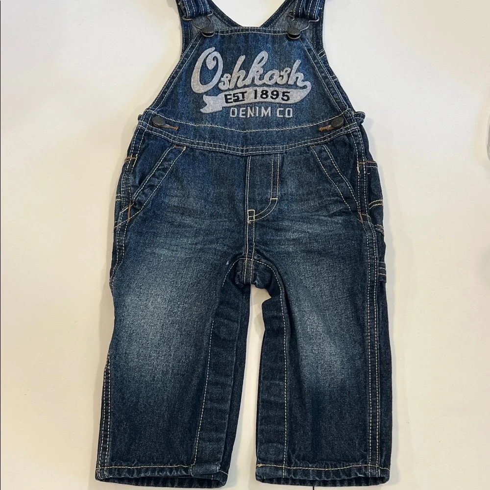 OshKosh B'gosh‎ - embroidered, Classic Blue Overalls, 12m
